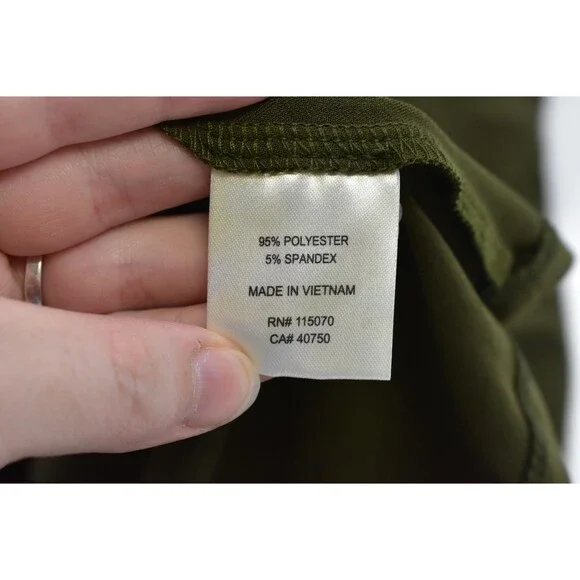 Nina Leonard Dress Womens Small Dark Olive Miracle Matte Jersey Shirt Button Up - Picture 10 of 14